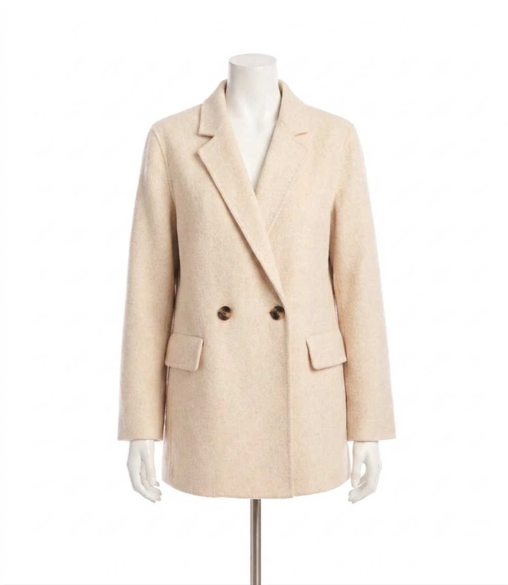 NEW KAREN KANE brushed double-breasted coat in oatmeal